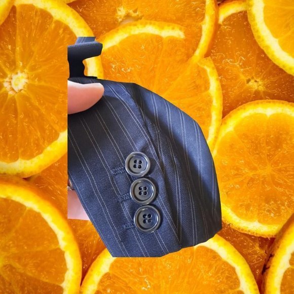 ARMANI Collezioni‎ Blue Pinstripe Suit Jacket Size 46L - Picture 7 of 8